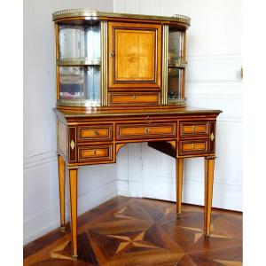   Writing Desk Bonheur Du Jour, Louis XVI Period, Lemon Tree And Amaranth