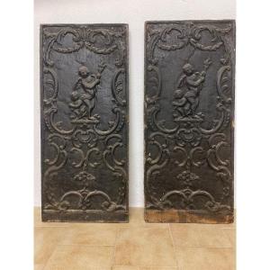 18th Century Cast Iron Firebacks / Cherubs