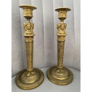 Pair Of Empire Torches By Claude Galle