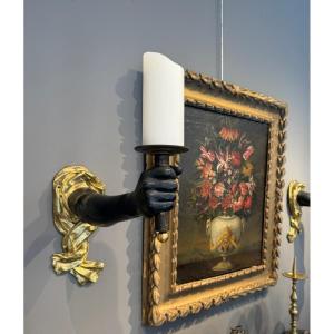Pair Of Bronze Arm Sconces