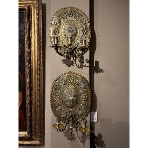 Pair Of Brass Sconces