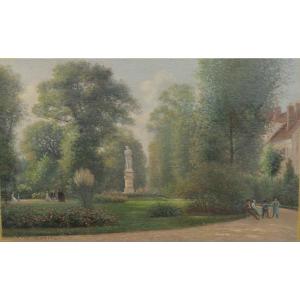 Animated Garden, School Around 1900, Signed Paul Lancel