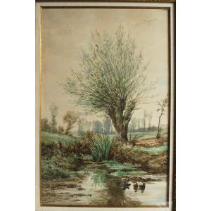 Auguste Allongé (1810-1898). The Duck Pond