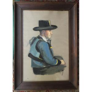 Portrait Of A Young Breton In Costume, Signed Jan/jam?