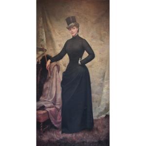 Very Large Painting, Female Rider In Sidesaddle Attire, 1888. Georges Roussin (1854-1941)