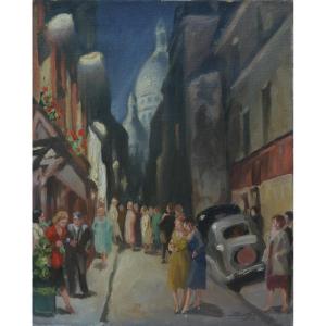 Evening In Montmartre In 1950. Robert Bussy, 20th Century