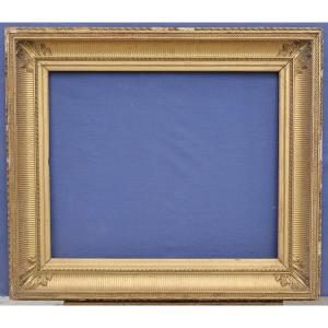 Beautiful 19th-century Gilt Frame With Fluting For A 15f Format (65x54), Image Size 63.8x52.3 Cm