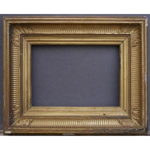 19th-century Gilt Frame With Fluting, View 34 X 23.5 Cm, 5p Format