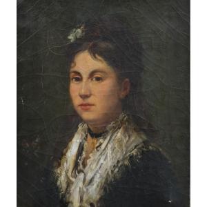 Portrait Of A Woman With A Shawl - Jules Chardigny (1842-1892)