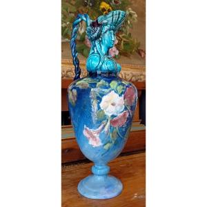 Montigny-sur-loing. Ewer, Impressionist Earthenware, Pink