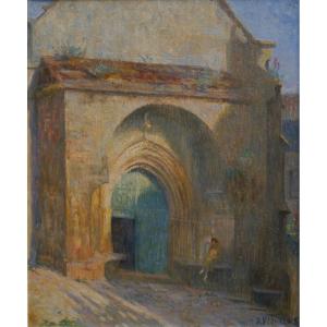 Woman  In Front Of The Church. Renée Flourens, 19th-20th Century