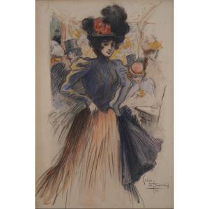 Elegant In A Parisian Café 1898. Lubin De Beauvais (1873-1917)