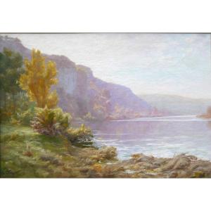 The Doubs At Thoraise Franche-comté, By L. Sauget, Large Painting.