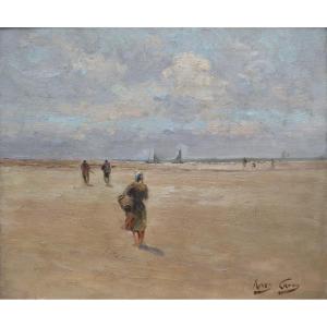 Berck Plage Shrimp Fishing, Henry Caron (1860-1941),abbeville