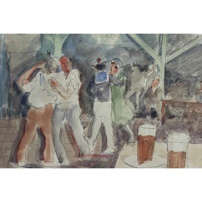 Maurice BOUVIOLLE (1893-1971) - Scène de cabaret