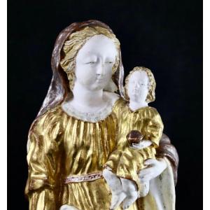 Virgin And Child From Maine In Polychrome Terracotta, Eighteenth Century