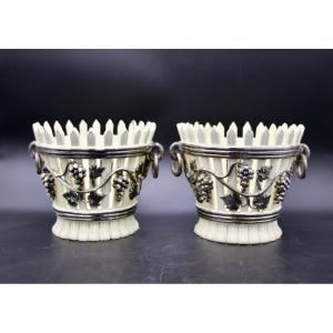 Pair Of Nineteenth Cups In Langeais Earthenware