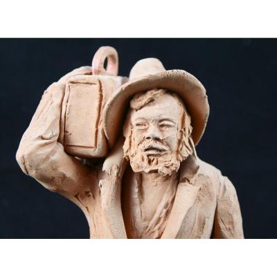 Terracotta "the Traveller" De Lillo Nicotra
