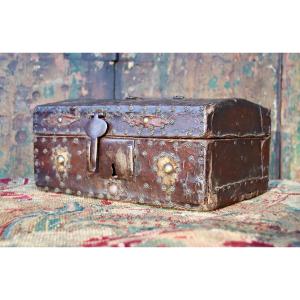 17th Century Leather Box Trimmed With Studs