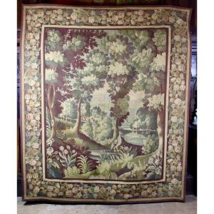19th Century Tapestry Scene Of Greenery 