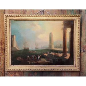18th Century Marine Painting In The Taste Of Claude Joseph Vernet