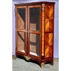 Bibliothèque Galbé En Placage d'époque XVIIIème Estampillé J. Dautriche 