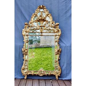 Provençal Mirror With Beading In Golden Wood, 18th Century