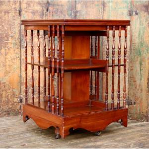 Revolving Bookcase Called Bibus 19th Century In Mahogany 