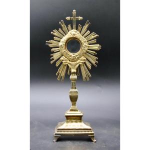 19th Century Monstrance In Silvered And Gilded Bronze 