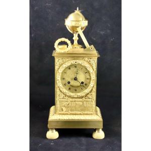 Empire Clock With Geographical Attributes In Gilt Bronze