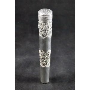 19th Century Indochina Silver Cane Knob