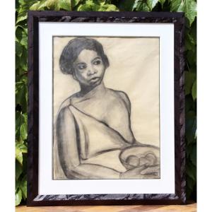 Charcoal Drawing Of Young Woman By Hiem 