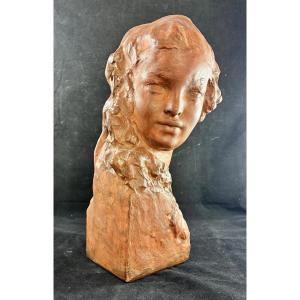 Terracotta Bust Of A Young Woman By Amédéo Gennarelli