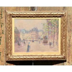 Gouache By Fernand Fortuné, "boulevard De La Madeleine Paris"