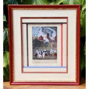 Watercolor Drawing Of The Capture Of Laghouat By J. Paris