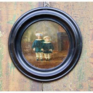 19th Century Painting "children's Game" 