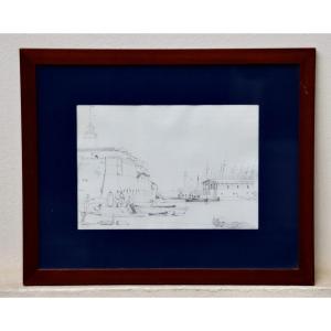 19th-century Drawing Of The Port Of Alexandria By Léon Morel-fatio, Marine Painter