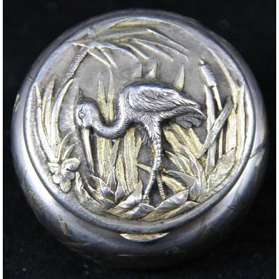 Powder Box Art Nouveau Silver & Vermeil