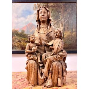 Saint Anne With The Trinity In Walnut, Late 15th Century 