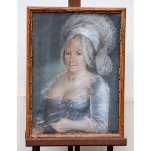 18th-century Pastel Of A Woman With A Headdress