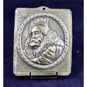 17th Century Brass Plaque Depicting Nostradamus 