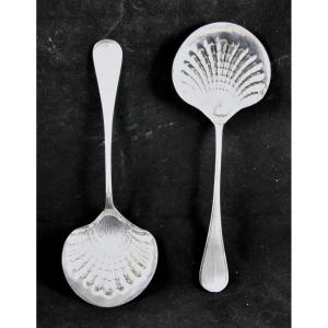 Pair Of Solid Silver Strawberry Shovels 
