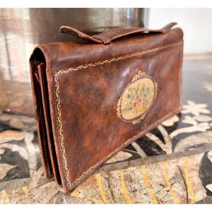 Lancel Leather Clutch With Embroidery 