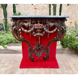 Louis XV Carved And Openwork Walnut Console