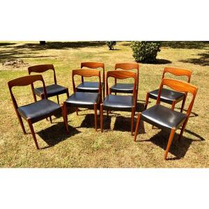 Suite Of 8 Scandinavian Teak Chairs By Niels Otto Moller