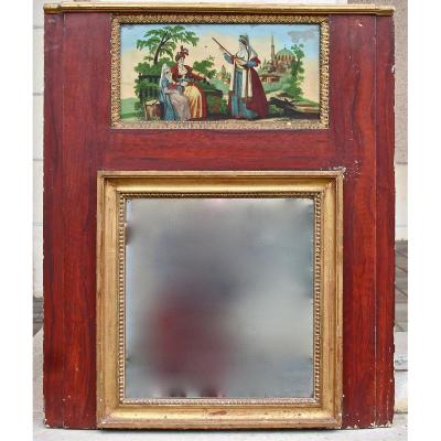 Ornamented Painted XIX Pier Of A Fixed Under Glass