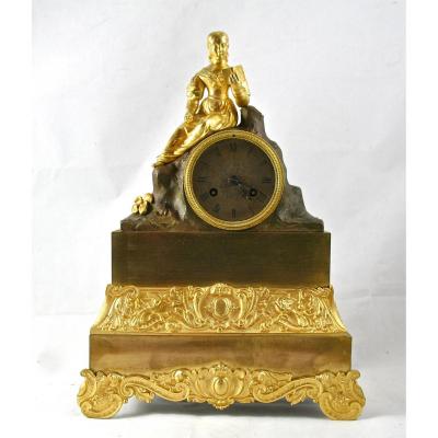 XIXth Pendulum In Bronze Two Tone, "woman In Playback"