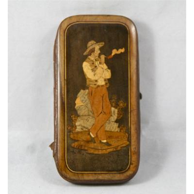 Cigarettes Case Nineteenth Inlaid Wood