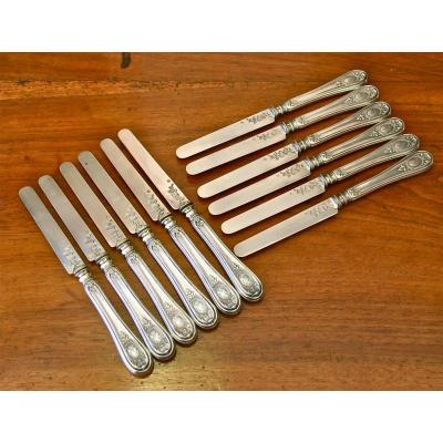 Suite Of Twelve XIXth Silver Fruit Knives