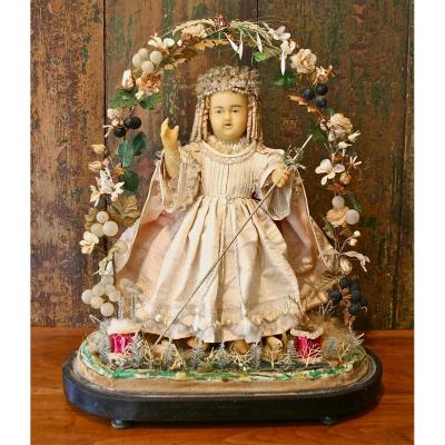 Globe De Mariés, Poupée De Cire Fin XIXème